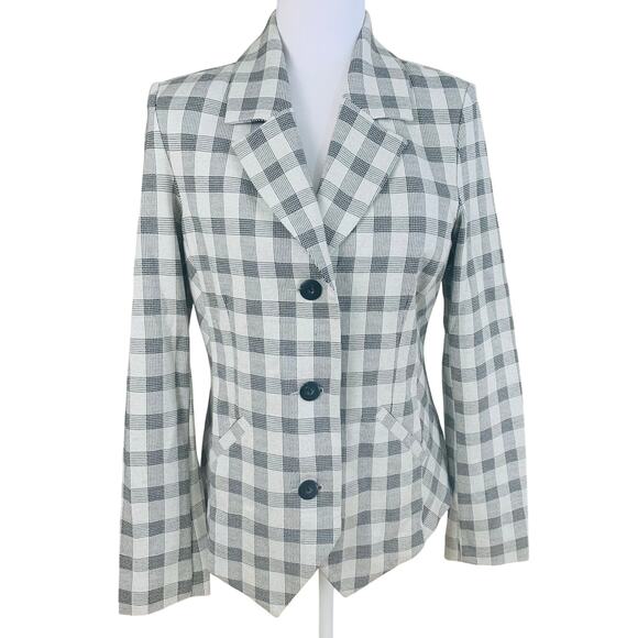 NEW CAbi Sz 4 Valentina Plaid Checker Blazer Jacket Stretch Double Knit Classic - Picture 1 of 11
